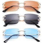 Hycredi Rimless Rectangle Sunglasses for Stylish Vision