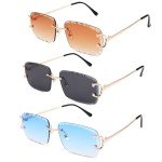 Hycredi Rimless Rectangle Sunglasses for Stylish Vision