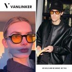 VANLINKER Vintage Retro Round Sunglasses - Orange