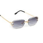 Purple Gradient Rimless Diamond Cut Frame Sunglasses