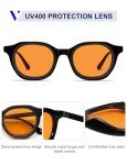 VANLINKER Vintage Retro Round Sunglasses - Orange