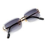 Purple Gradient Rimless Diamond Cut Frame Sunglasses