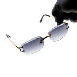 Purple Gradient Rimless Diamond Cut Frame Sunglasses