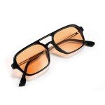 Feisedy Vintage 70s Flat Aviator Sunglasses