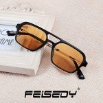 Feisedy Vintage 70s Flat Aviator Sunglasses
