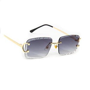 Gem Cut Rimless Square Sunglasses in Purple Smoke