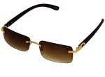 Slim Rimless Rectangular Metal & Wood Aviators