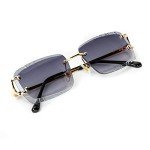 Gem Cut Rimless Square Sunglasses in Purple Smoke