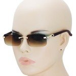 Slim Rimless Rectangular Metal & Wood Aviators