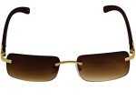 Slim Rimless Rectangular Metal & Wood Aviators