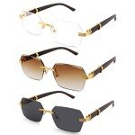 Hycredi Retro Rimless Rectangle Sunglasses for Everyone