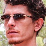 Slim Rimless Rectangular Metal & Wood Aviators