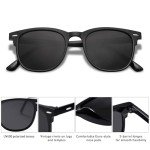 SOJOS Retro Square Polarized Sunglasses - Black/Grey