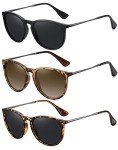 Trendy Women's Polarized Retro Round Sunglasses - 3 Pack