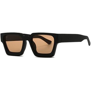 AIEYEZO Square Sunglasses in Matte Black/Brown
