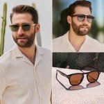 Polarized Retro Large Rectangular Sunglasses for Men