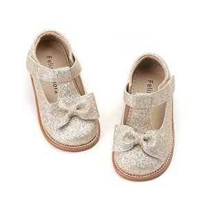 Felix & Flora Toddler Little Girl Gold Mary Jane Dress Shoes Size 8 - Ballet Flats Girl Party School Wedding