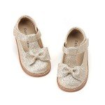 Felix & Flora Toddler Little Girl Gold Mary Jane Dress Shoes Size 8 - Ballet Flats Girl Party School Wedding