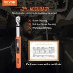 VEVOR Digital Torque Wrench, 3.7-37ft.lb/5-50n.m 3/8" Drive Electronic Torque Wrench, Torque Wrench Kit Torque Range Accurate to ±2%, 3-Mode Adjustable Torque Wrench Set with LED Buzzer Calibration