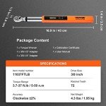 VEVOR Digital Torque Wrench, 3.7-37ft.lb/5-50n.m 3/8" Drive Electronic Torque Wrench, Torque Wrench Kit Torque Range Accurate to ±2%, 3-Mode Adjustable Torque Wrench Set with LED Buzzer Calibration