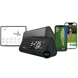 SwingLogic SLX Hybrid Pro Launch Monitor - Combined with HD Magnetic Speaker - Effectively Track Your Ball Speed, Club Speed, Distance and Smash Factor - Portable Golf GPS Device via Bluetooth (Black)