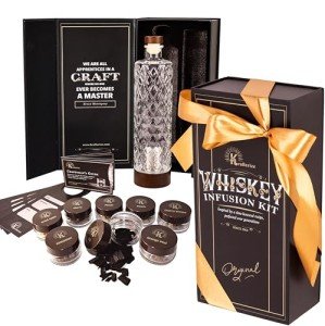 DIY Whiskey Gifts for Men - DIY Whiskey Infusion Set - Whiskey Making Kit - Whiskey Decanter Set with Botanicals & Wood Chips - Bourbon Decanter & Whiskey Birthday Gifts for Men