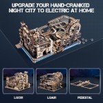 ROKR 3 in 1 Electric Wooden Marble Run, 3D Puzzles for Adults, Wood Model Building Toy Kits, Ideal Gift for Boys and Men