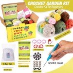 MODDA Crochet Kit for Beginners - Beginner Crochet Starter Kit with Easy-to-Follow Video Tutorials, Learn to Crochet Kits for Adults and Kids, DIY Knitting Supplies, Cactus Kit, 4 Pack Plants Family