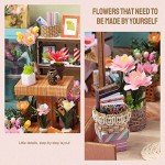 INSGEN DIY Miniature Dollhouse Greenhouse Building Room Kit, Wooden Diorama Book Nook House Kits Build Crafts for Adults, Mini Street Tiny Library House Making Kit 1:24 Scale