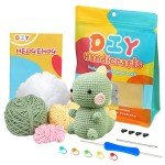 ZMAAGG Beginners Crochet Kit, Crochet Animal Kit, Knitting Kit with Yarn, Polyester Fiber, Crochet Hooks, Step-by-Step Instructions Video, Crochet Starter Kit for Beginner DIY Craft Art (Dinosaur)