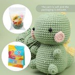 ZMAAGG Beginners Crochet Kit, Crochet Animal Kit, Knitting Kit with Yarn, Polyester Fiber, Crochet Hooks, Step-by-Step Instructions Video, Crochet Starter Kit for Beginner DIY Craft Art (Dinosaur)