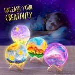Paint Your Own Moon Lamp Kit, DIY 3D Space Moon Night Light, Art Supplies Arts & Crafts Kit, Arts and Crafts for Kids Ages 8-12, Toys Girls Boy Birthday Christmas Gift Ages3 4 5 6 7 8 9 10 11 12+,