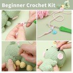 ZMAAGG Beginners Crochet Kit, Crochet Animal Kit, Knitting Kit with Yarn, Polyester Fiber, Crochet Hooks, Step-by-Step Instructions Video, Crochet Starter Kit for Beginner DIY Craft Art (Dinosaur)