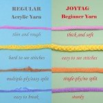 4 Pack Rainbow Beginner Crochet Yarn for Crocheting Knitting Multicolor Cotton Crochet Yarn for Beginners with Easy-to-See Stitches Cotton-Nylon Blend Easy Yarn for Beginners(Neon Green Blue)