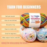 4 Pack Rainbow Beginner Crochet Yarn for Crocheting Knitting Multicolor Cotton Crochet Yarn for Beginners with Easy-to-See Stitches Cotton-Nylon Blend Easy Yarn for Beginners(Neon Green Blue)