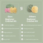 ZMAAGG Beginners Crochet Kit, Crochet Animal Kit, Knitting Kit with Yarn, Polyester Fiber, Crochet Hooks, Step-by-Step Instructions Video, Crochet Starter Kit for Beginner DIY Craft Art (Dinosaur)