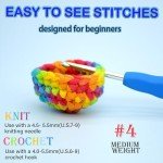 4 Pack Rainbow Beginner Crochet Yarn for Crocheting Knitting Multicolor Cotton Crochet Yarn for Beginners with Easy-to-See Stitches Cotton-Nylon Blend Easy Yarn for Beginners(Neon Green Blue)