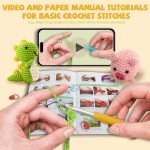 6PCS Crochet Kit for Beginners with Upgraded Premium Custom Yarn, Knitting Kit with Step-by-Step Video Tutorials , Ideal DIY Craft Gift for Crochet Lovers, New Amigurumi Crochet Animal Kits for Adults