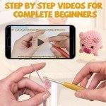 6PCS Crochet Kit for Beginners with Upgraded Premium Custom Yarn, Knitting Kit with Step-by-Step Video Tutorials , Ideal DIY Craft Gift for Crochet Lovers, New Amigurumi Crochet Animal Kits for Adults