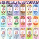 4 Pack Rainbow Beginner Crochet Yarn for Crocheting Knitting Multicolor Cotton Crochet Yarn for Beginners with Easy-to-See Stitches Cotton-Nylon Blend Easy Yarn for Beginners(Neon Green Blue)