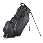 ASK ECHO Golf Prestige-14 Way Full Length Hybrid Stand Bag – Premium Leather, External Putter Clip (Black)