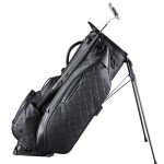 ASK ECHO Golf Prestige-14 Way Full Length Hybrid Stand Bag – Premium Leather, External Putter Clip (Black)