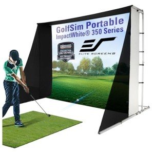 Elite Screens GolfSim Portable ImpactWhite 350, 8'x10' Portable Fast Folding Impact Projector Screen for Golf/Multi-Sport Simulation Screen, GSP0810-IPW350