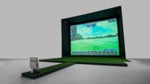 Full Swing Kit Studio Golf Simulator - All-in-One Indoor Golf Solution Includes Kit Launch Monitor, 12' Enclosure Impact Screen & Net, Turf, PC FS Golf, Projector & Floor Mount
