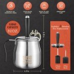 BBQ Basting Pot with Brushes,Grilling Gifts for Men,Christmas Stocking Stuffers BBQ Grill Gifts for Dad，Premium Stainless Steel 304 Barbecue Basting Pot Basting Brush Set，BBQ Sauce Pot Cooking Gifts Grill Gadgets Accessories for Men