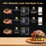 Wireless Meat Thermometer with 4 Probes, Inkbird WiFi Digital Food Thermometer for Turkey Beef Rotisserie Grill Oven,Unlimited Range Dishwasher Waterproof Bluetooth Meat Thermometer for iOS & Android