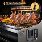 Wireless Meat Thermometer with 4 Probes, Inkbird WiFi Digital Food Thermometer for Turkey Beef Rotisserie Grill Oven,Unlimited Range Dishwasher Waterproof Bluetooth Meat Thermometer for iOS & Android