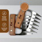 Kitchen Mama Meat Claws: BBQ Meat Smoking, Shredding, Pulling Pork, Beef, Chicken, Turkey. Stainless Steel with Wooden Handle Meat Shredder Claws Perfect for Grill Masters(1 Pair)