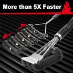 GRILLART Grill Brush and Scraper, Extra Strong BBQ Cleaner Accessories, Safe Wire Bristles Barbecue Triple Scrubbers Cleaning Brush for Gas/Charcoal Grilling Grates, Wizard Tool BR-8115