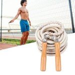 Corde à sauter ajustable avec poignées en bois